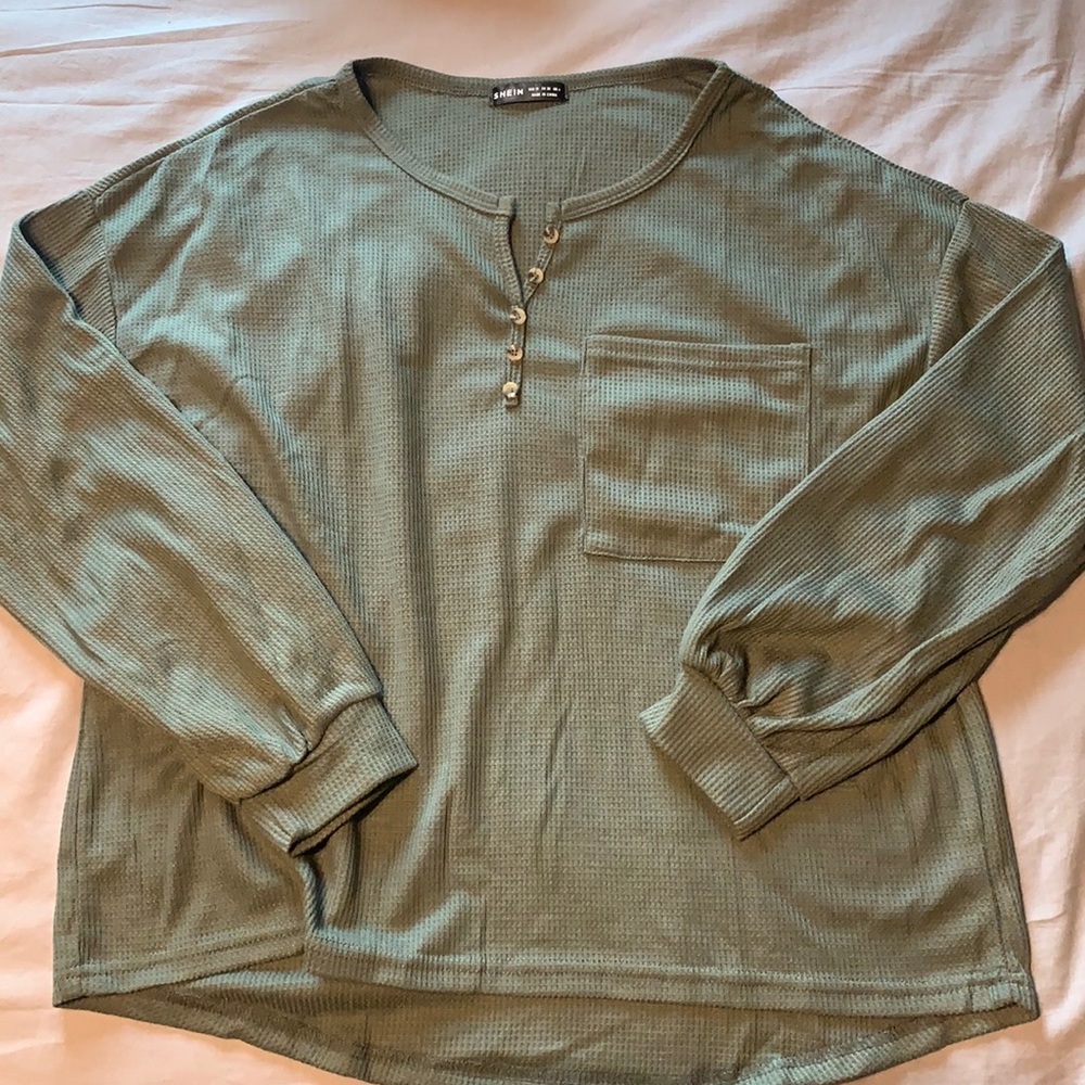 SHEIN - Green Waffle Knit Long Sleeve - L/6